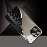 Metallic Texture Line Pattern Tempered Glass Case For iPhone