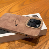 Airplane Route Love Heart Design Faux Leather Phone Case For iPhone