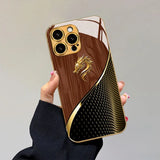 Luxury Textured Dragon Head Gold Metallic Paint Glass Phone Case For iPhone