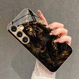 Affordable Luxury Tiger-Stripe Gold-Foil Tempered Glass Shockproof Phone Case For Samsung