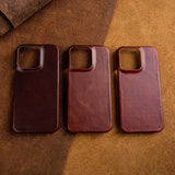 Oil Wax Luxury Genuine Leather Case For iphone