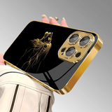 Golden lion profile pattern phone case For iPhone