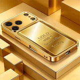 Gold Pure Gold Bar Pattern Gold Metallic Paint Glass Phone Case For iPhone