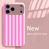 Minimalist Vertical Striped Pattern Metallic Glass  Case For iPhone