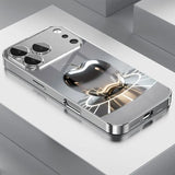 Metallic Gloss Silver For Apple Pattern Glass Case For iPhone