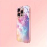 Colorful Gradient Texture Pattern Metal Tempered Glass Case For iPhone