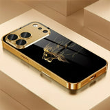 Golden lion profile pattern phone case For iPhone