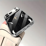 Electroplated phone case with a cross-grain wood and curved pattern For iPhone