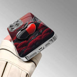 Creative Black Red For Apple Pattern Glass Electroplated Case For iPhone