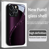 Purple Black Sparkle Curve Starlight Tempered Glass Phone Case For iPhone