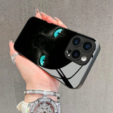 Cool Black Cat Mysterious Eyes Tempered Glass Case For iPhone