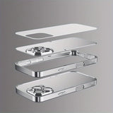 Simple Striped Pattern Tempered Glass Electroplated Phone Case For iPhone