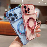 Plating Love Heart Magnetic  Phone Case For iPhone