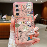 Travel World Print  Card Slot Pocket TPU Case For Samsung Galaxy