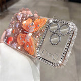 Original Orange Butterfly Glitter Clear Phone Case for iPhone