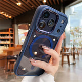 Transparent for Magnetic Acrylic Camera Control Buttons Armor Case For iPhone