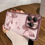 Art Blue Butterfly Plating Clear Camera Protective Case For IPhone