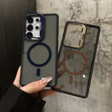 Magnetic Metal Lens Protection Stand Case For Galaxy Samsung