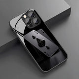 Stylish Poker Pattern Tempered Glass Black Phone Case For iPhone