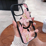 Clear Pink Lily Magnetic Case For iPhone