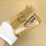 Simple Letter M Print Gold Metallic Paint Glass Phone Case For iPhone