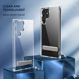 Clear Mobile Phone Case Metal Stand Case for Samsung