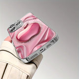 Pink Sparkling Diamond For Apple Print Glass Electroplated Case For iPhone