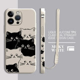 Cute Cartoon Black Cat Silicone Case for iPhone