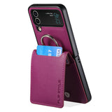 Magnetic Ring Holder Leather Wallet Cards Solt Case for Samsung Galaxy Z Flip