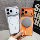 Luxury Two Tone Border Transparent Strong Magnetic Case for IPhone
