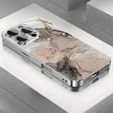 Luxury Marble Texture Pattern Tempered Glass Electroplated Case For iPhone