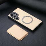 Carbon Fiber Style PU Leather Magnetic Case for Samsung Galaxy