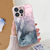 Marble Pattern Tempered Glass Case For iPhone