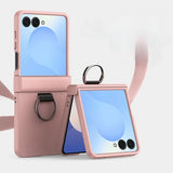 Skin Feel Hard Phone with Ring Hinge Protective Case for Samsung Galaxy Z Flip
