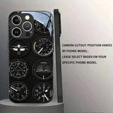 Aviation Instrument Pattern Tempered Glass Case For iPhone