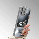 Silver For Apple Diamond Pattern Tempered Glass Electroplated Case For iPhone