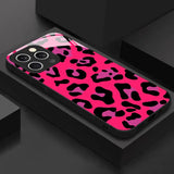 New Pink Leopard Print Tempered Glass Case For iPhone