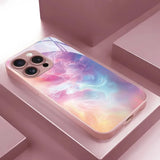 Colorful Gradient Texture Pattern Metal Tempered Glass Case For iPhone