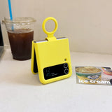 Original Fluorescence Color Liquid Silicone Ring Holder Case For Samsung Galaxy Z Flip