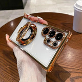 Luxury Magnetic Plating Stand Shockproof Clear Case For Samsung