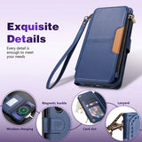 Wallet Multi-card Slot Zipper Kickstand Magnetic Flip Leather Case For Samsung