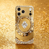 Golden Diamond Plate Pattern Gold Metallic Paint Glass Case For iPhone
