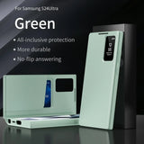 Leather Card Solt Pocket Smart Display LED Transparent Window Case for Samsung