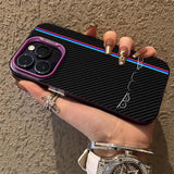 Cool car lights carbon fiber pattern case for iPhone