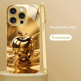 Luxury Crystal For Apple Pattern Metallic Paint Glass Case For iPhone