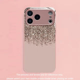 Minimalist Elegant Golden Dust Metallic Paint Glass Phone Case For iPhone