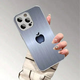 Plating Silver “silver apple ” Toughened Glass Design Case For iPhone