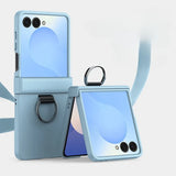 Skin Feel Hard Phone with Ring Hinge Protective Case for Samsung Galaxy Z Flip