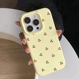 Cute Cartoon Cherry Graphic Silicone Soft Case For iPhone