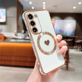 Love Heart Plating Magnetic Case For Samsung Galaxy